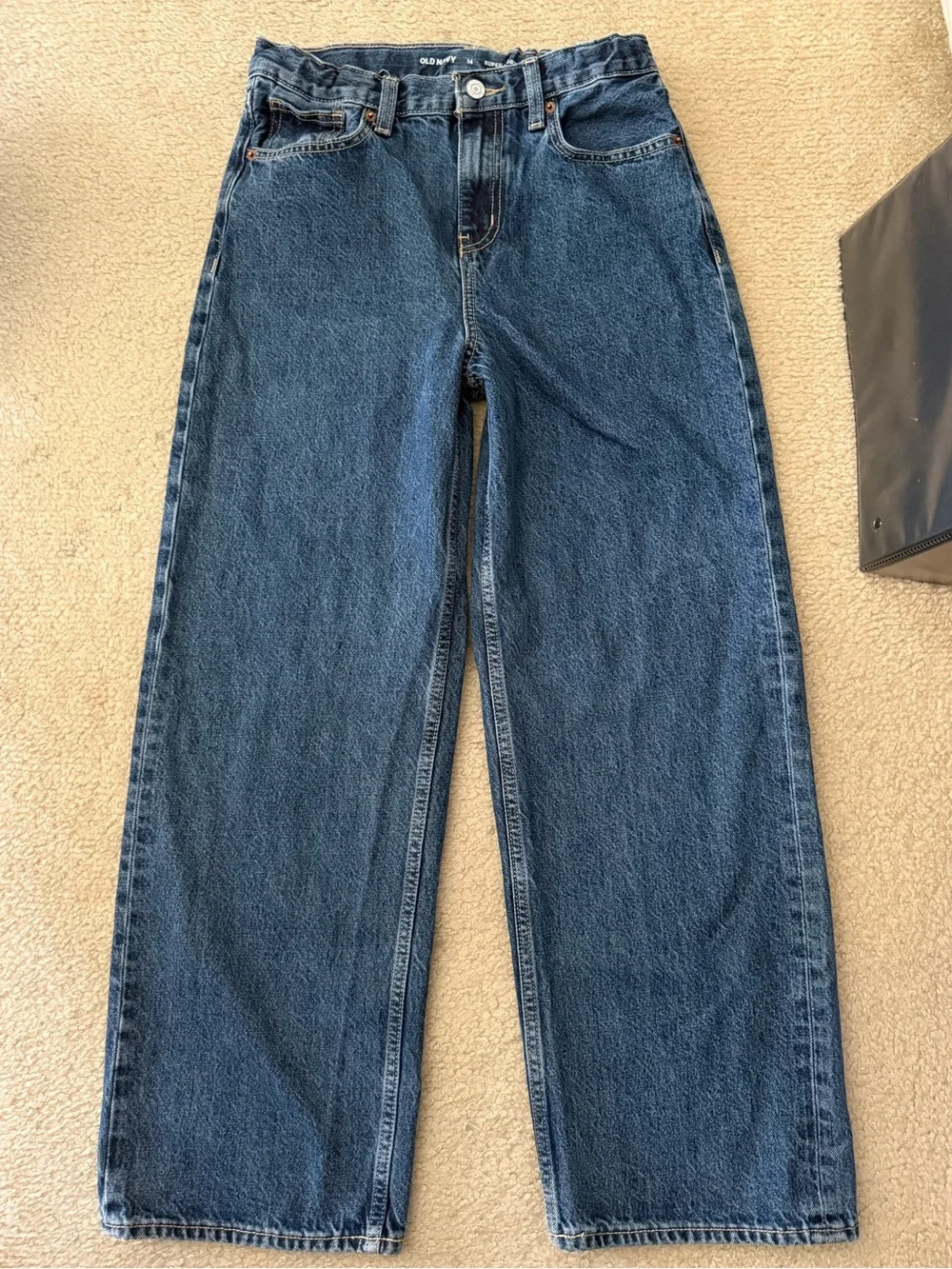 Boys Youth Old Navy Baggy Fit Casual Denim Cargo Pants Jeans